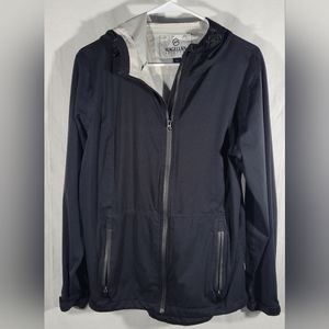 Magellan Outdoors men's black rain jacket. Size medium.